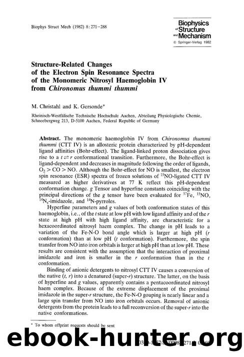 Structure-related Changes Of The Electron Spin Resonance Spectra Of The ...